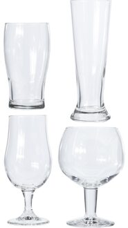 4x Verschillende bierglazen set - Glazen voor bier - Speciaal bier - Proefglazen set Transparant