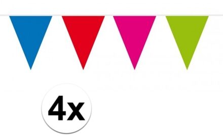 4x vlaggenlijn / slingers XXL meerkleurig 10 meter