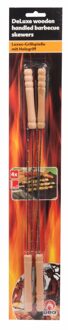 4x Vleesspiezen met houten handvat 38 cm - Barbecuespiezen Bruin