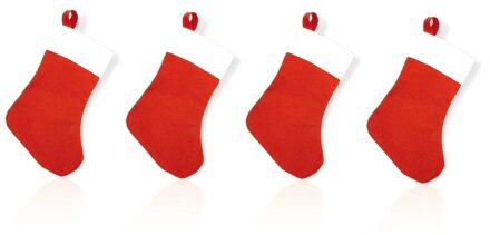 4x Voordelige kerstsokken 32 cm rood/wit - Kerstsokken