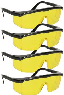 4x Vuurwerkbril met gele glazen voor nachtzicht voor volwassenen - antikras - beschermbrillen