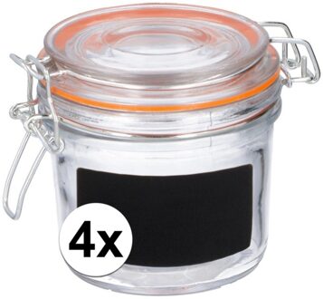 4x Weckpotten/inmaakpotten met etiket labels - Action products