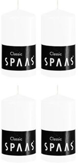 4x Witte cilinderkaarsen/stompkaarsen 6 x 10 cm 25 branduren
