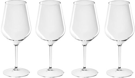 4x Witte of rode wijn glazen 47 cl/470 ml van onbreekbaar kunststof - Wijnglazen Transparant