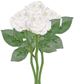 4x Witte rozen/roos kunstbloemen 27 cm