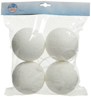 4x Witte sneeuwballen/sneeuwbollen 10 cm - Decoratiesneeuw