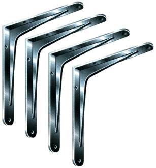 4x Zilveren aluminium plankdragers Hercules 25 x 30 cm tot 100 kg