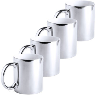 4x Zilveren bekers/mokken metallic 350 ml