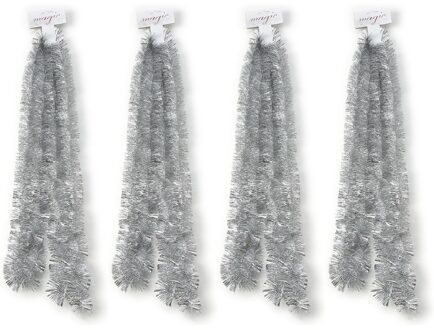 4x Zilveren kerstslingers 5 x 270 cm kerstboom versieringen
