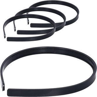 4x Zwarte diadeem  - basic haarband voor dames