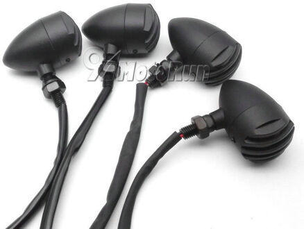 4x Zwarte Motorfiets Grill Bullet Knipperlichten Amber Light Blinker Indicator Voor Honda Suzuki Kawasaki Yamaha BMW Ducati