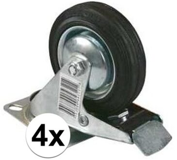 4x Zwenkwiel 75 mm inclusief rem - Action products