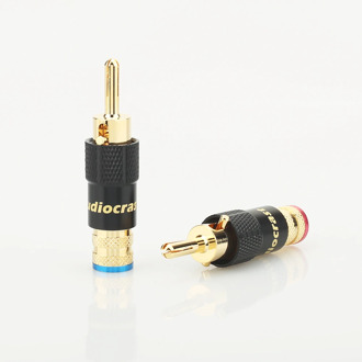 4xAudiocrast 24K Gold Plated Audio Banana Speaker Plug Screw Locking 10mm Cable Wire Connector Speaker Cable Plug HIFI Diy