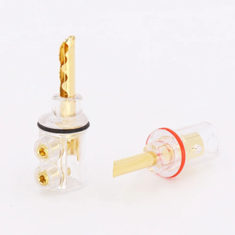 4xHifi audio Gold plated BFA banana Transparent Cover Audio Banana Plug 1Set for speaker cable without Box
