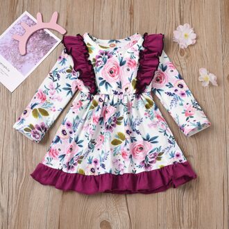 #5 1-5y Peuter Baby Kids Meisjes Ruches Ruches Bloemen Bloemen Prinses Jurken Kleding De Jurk Grils Kleding Prinses 2T