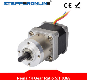 5:1 Planetaire Versnellingsbak Nema 14 Stappenmotor 0.8A Voor Diy Cnc Robot 3D Printer
