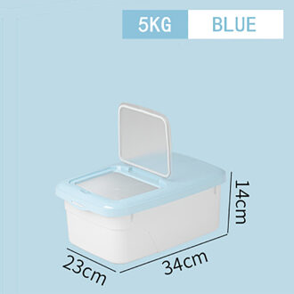 5/10/15Kg Rijst Opbergdoos Verzegelde vochtbestendige Grote Capaciteit Graan Meel Flip Container Keuken dubbele Afdichting Rijst Opbergdoos 5KG blauw