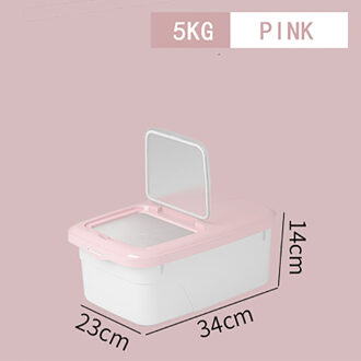 5/10/15Kg Rijst Opbergdoos Verzegelde vochtbestendige Grote Capaciteit Graan Meel Flip Container Keuken dubbele Afdichting Rijst Opbergdoos 5KG roze