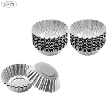 5/10/20/100 pcs Ei Tart Mallen Rvs Cupcake Mold Verdikte Herbruikbare Cake Cookie Mold tin Bakken Tool Baking Cups 20stk