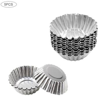 5/10/20/100 pcs Ei Tart Mallen Rvs Cupcake Mold Verdikte Herbruikbare Cake Cookie Mold tin Bakken Tool Baking Cups 5stk