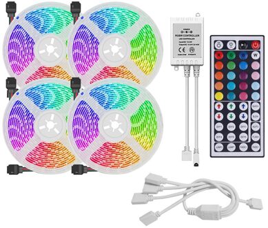 5/10/20M Smd 2835 Led Strip Licht IP33 Rgb Flexibele Tape Lint Lamp Met 12V 44 Toetsen Afstandsbediening Voor Kamer Decoratie 20meter