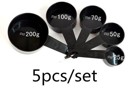5/10 Keuken Maatlepel Theelepel Koffie Suiker Lepel Maatbeker Koken Tool Bakken Accessoires Maatlepel zwart-5stk cup