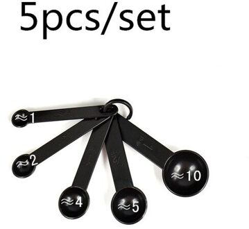 5/10 Keuken Maatlepel Theelepel Koffie Suiker Lepel Maatbeker Koken Tool Bakken Accessoires Maatlepel zwart-5stk lepel