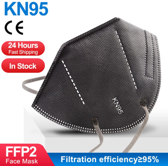 5-100 PCS Dark Grey KN95 Mascarillas FFP2 Face Mask 5 Layers Anti-pollution Dust Mouth Masks Filter kn95mask ffp2mask Protective