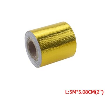 5/10M Gold Thermische Uitlaat Tape Luchtinlaat Warmte Isolatie Shield Wrap Reflecterende Warmte Barrière Zelfklevende Motor 2 Inch 5Meter goud