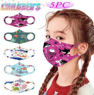 5/10PC Children Adjustable Windproof Reusable Whale Print Face Mask Bandage Kid Cartoon Print Outdoor Shield Washable Mascarilla