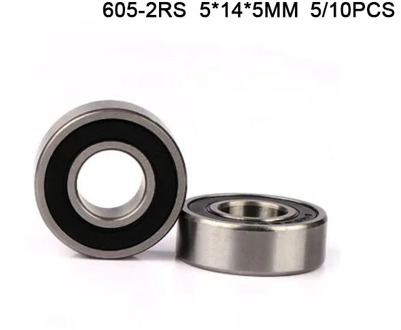 5/10pcs 605 605RS bearing 5*14*5(mm) free shipping ABEC-1 bearings rubber Sealed Bearing chrome steel bearing 605 605rs 605-2rs