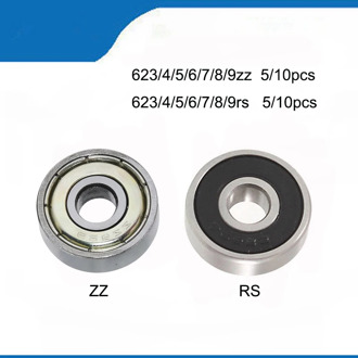 5/10PCS Ball Bearing 623rs zz 624rs 625zz RS 635ZZ 626zz RS ZZ Miniature Mini Small Deep Groove Flanged Pulley Wheel imprimante
