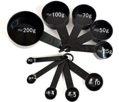 5/10Pcs Keukengereedschap Maatlepels Set Theelepel Koffie Suiker Scoop Cake Bakken Maatbekers Keuken Koken Bakken gereedschap zwart-10stk