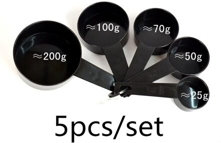 5/10Pcs Keukengereedschap Maatlepels Set Theelepel Koffie Suiker Scoop Cake Bakken Maatbekers Keuken Koken Bakken gereedschap. zwart-5stk Cup