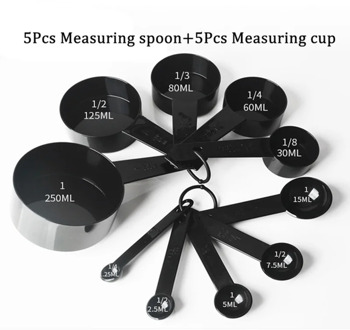5/10pcs Kitchen Measuring Spoons Black Plastic Teaspoon Scoop Measuring Spoons Cups Cooking Tools Scale Kitchen Measuring Tool