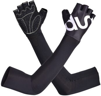 5-12 Jaar Oude Kinderen Handschoenen Half Vinger Met Zon Arm Mouw Outdoor Sport Skateboard Balance Bike Mouwen handschoenen UB zwart