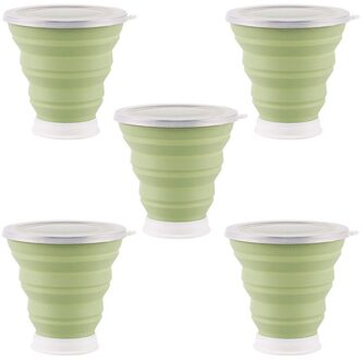 5/15Pcs 320Ml Silicone Travel Cup Inklapbare Koffie Cups Candy Kleur Vouwen Thee Cup Met Stofdichte Cover outdoor Sport Copos groen 5stk