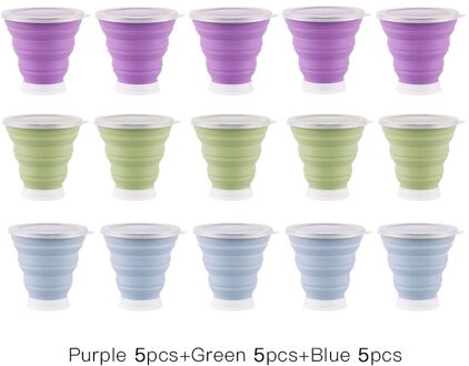 5/15Pcs 320Ml Silicone Travel Cup Inklapbare Koffie Cups Candy Kleur Vouwen Thee Cup Met Stofdichte Cover outdoor Sport Copos reeks A 15stk