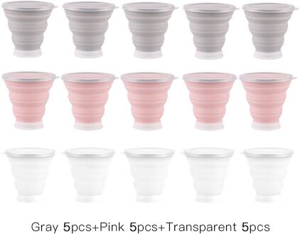 5/15Pcs 320Ml Silicone Travel Cup Inklapbare Koffie Cups Candy Kleur Vouwen Thee Cup Met Stofdichte Cover outdoor Sport Copos reeks B 15stk