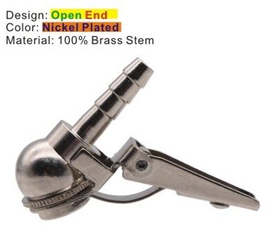 5/16 "Slang Barb Messing Air Chuck Gesloten/Open Clip-On Bal FootTire/Tyre Inflator Gauge Fitting quick Connector Band Reparatie Tools OpenEnd-nikkel