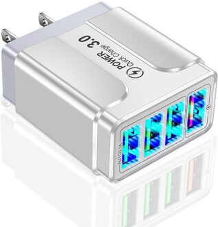 5.1A Usb Charger Quick Charge 3.0 35W Voor Iphone 12 11 Huawei Samsung S9 Mobiele Telefoon 4 Poorten Fast wall Charger QC3.0 Charger US wit