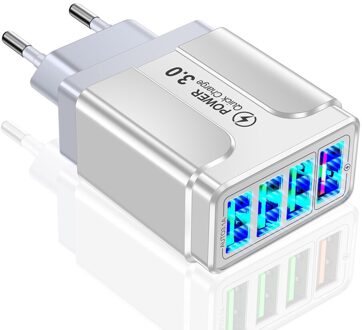 5.1A Usb Charger Quick Charge 4.0 Universele Reizen Mobiele Telefoon Oplader Voor Xiaomi Mi 11 Iphone Samsung Draagbare Oplader Adapter EU / wit