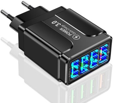 5.1A Usb Charger Quick Charge 4.0 Universele Reizen Mobiele Telefoon Oplader Voor Xiaomi Mi 11 Iphone Samsung Draagbare Oplader Adapter UK / zwart