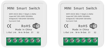 5/1Pc Mini Wifi Smart Switch Timer Draadloze Schakelaars Smart Domotica Compatibel Met Tuya Alexa Google Thuis smart Leven App 2 stk