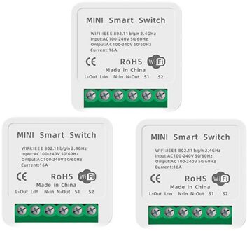 5/1Pc Mini Wifi Smart Switch Timer Draadloze Schakelaars Smart Domotica Compatibel Met Tuya Alexa Google Thuis smart Leven App 3 stk