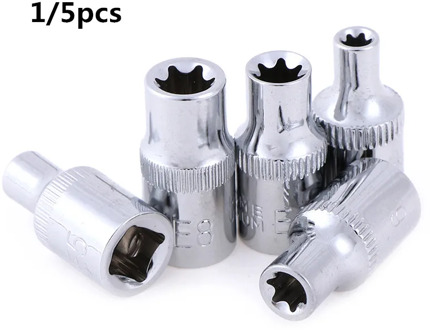 5/1pcs E-Socket Sockets 1/4 Inch(6.3mm) Torx Star Bit Female E-Socket Set Socket Nuts Set E4,E5, E6,E7, E8 Length:28mm