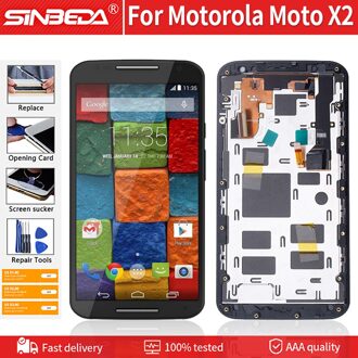 5.2 "Originele Lcd Voor Motorola X2 Lcd Digitizer Touch Screen Met Frame Voor Moto X2 Xt1092 Xt1095 Display monteren wit nee kader