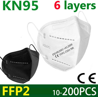 5-200 ffp2 face mask KN95 facial masks 6-layers filter masks protect maske Mouth Safety anti dust Health Care Mask Eu standard
