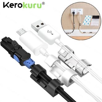 5/20Pcs Cable Organizer Cable Management Desktop & Workstation Cord Holder Abs Draad Manager Usb Opladen Datalijn spoelopwinder transparant-20stk