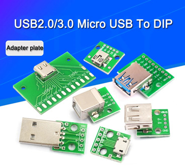 5/2PCS USB Male Connector /MINI MICRO USB to DIP Adapter Board 2.54MM Female Connector B Type-C USB2.0 3.0 Female PCB Converter